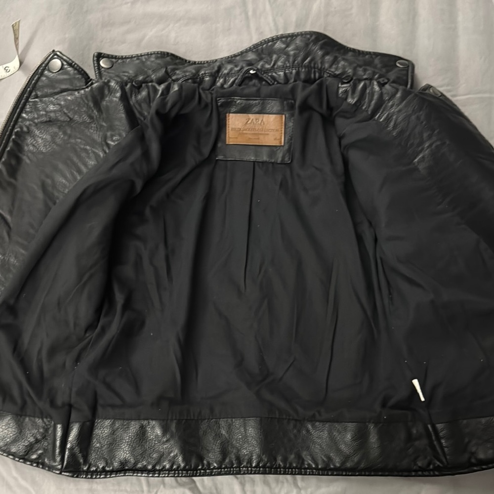 Zara Kids Black Leather Jacket - Picture 3 of 5